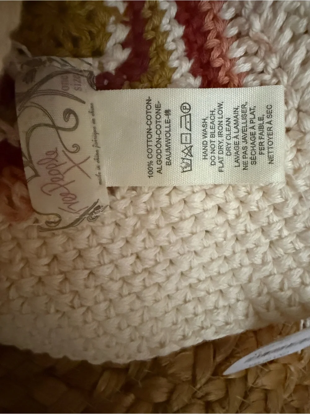 Free People Sofie Crochet Bucket Hat in Ivory NWT